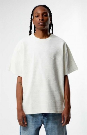 T-shirt PacSun Oversized Jacquard Knit Hombre Creme | UIRMZ7961