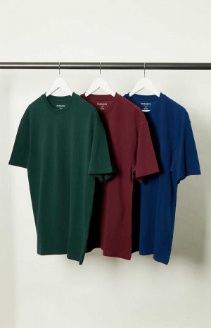 T-shirt PacSun PS Basics 3 Pack Reece Regular s Hombre Azules | SCUWB5024