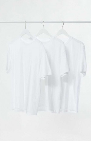 T-shirt PacSun PS Basics 3 Pack White Reece Regular s Hombre Blancas Blancas Blancas | UXKLI2476