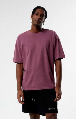 T-shirt PacSun PS Basics Basic Oversized Boxy Hombre Burdeos | NLOEA4831