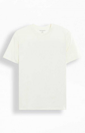 T-shirt PacSun PS Basics Cream Reece Regular Hombre Creme | VXNJT1542