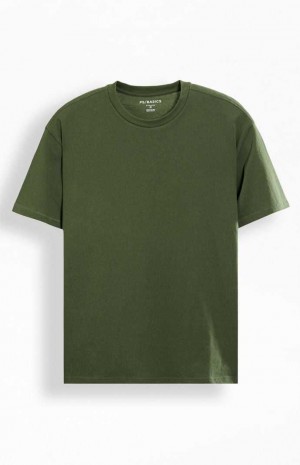 T-shirt PacSun PS Basics Olive Reece Regular Hombre Verde Oliva | FTGIJ8562