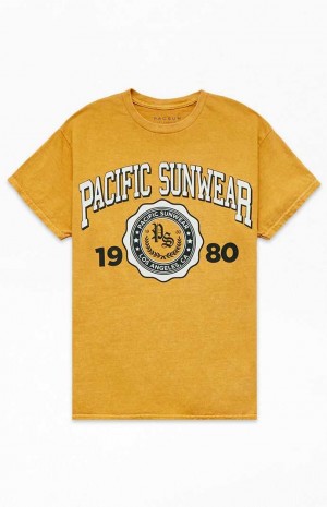 T-shirt PacSun Pacific Sunwear Arch Hombre Doradas | BLSGZ5972