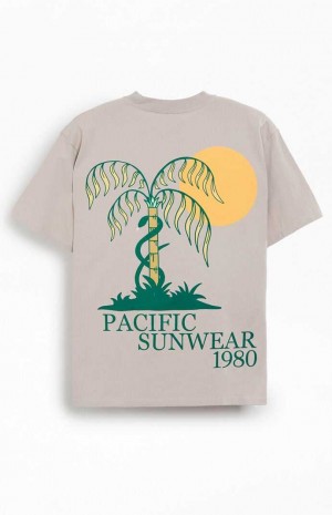 T-shirt PacSun Pacific Sunwear Palms Hombre Creme | LAKCR8493