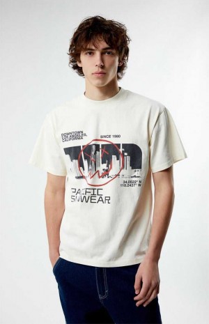 T-shirt PacSun Pacific Sunwear Smile City Hombre Blancas | KHJTB9403