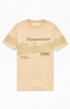 T-shirt PacSun Pioneertown 1980 Hombre Kaki | HQFJC9283