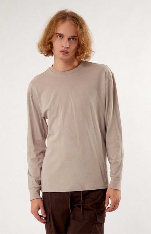 T-shirt PacSun Reece Basic Long Sleeve Hombre Gris | KDCGL7263