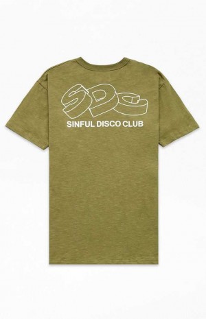 T-shirt PacSun Sinful Disco Slub Hombre Verde Oliva | XKHAV3416