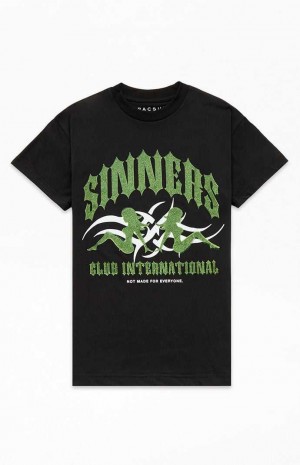 T-shirt PacSun Sinner Rhinestone Hombre Negras | YKANI1389