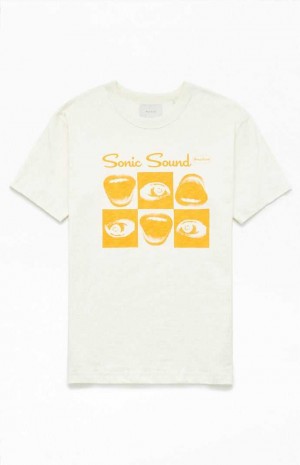 T-shirt PacSun Sonic Sound Slub Hombre Creme | HSKAN2846