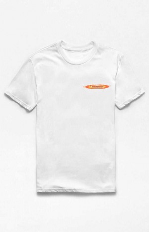 T-shirt PacSun White Flames Logo Hombre Blancas | CZVLJ7856