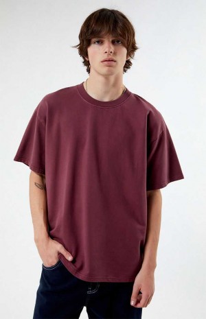 T-shirt PacSun Wine Oversized Terry Hombre Burdeos | MLGPO7346