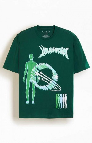 T-shirt PacSun With Care Oversized Hombre Verde | LCMIE5483