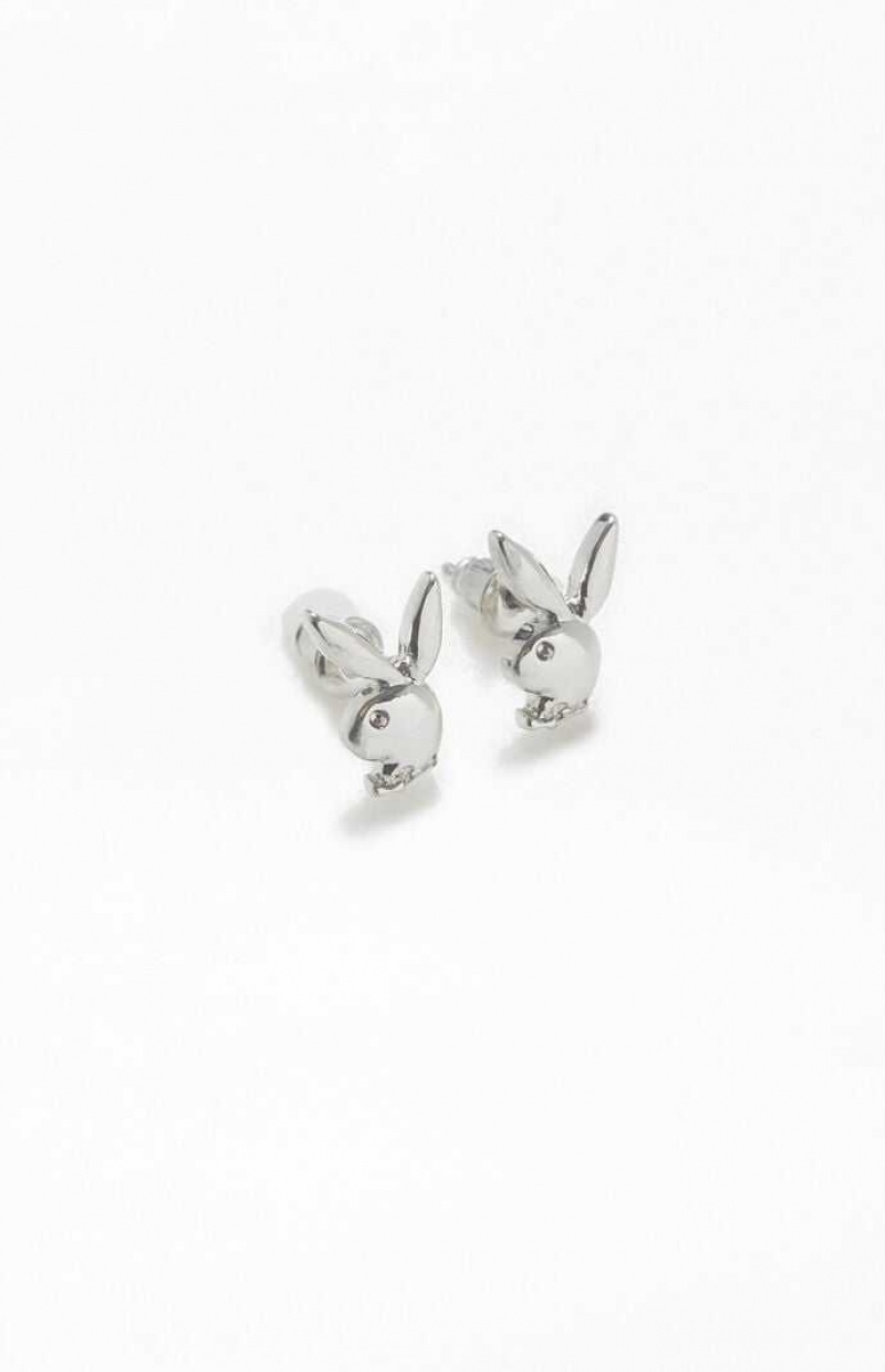 Aretes PacSun Playboy x Playboy Stud Hombre Plateadas | TJBAP1836