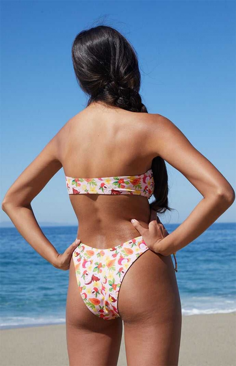 Bañadores PacSun Eco Pink Fruit Bessy Bandeau Bikini Mujer Rosas | HRIWP7596