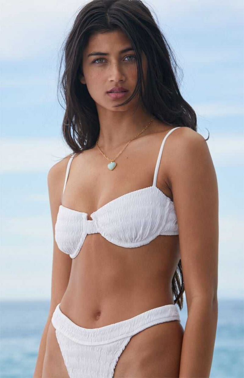 Bañadores PacSun Eco White Lucia Scrunch Underwire Balconette Bikini Mujer Blancas | GNTES4320