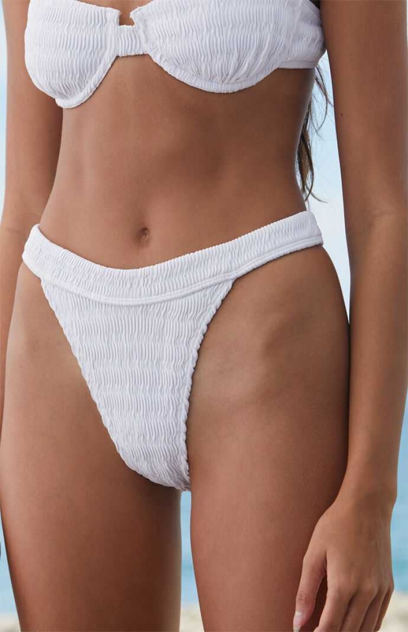 Bañadores PacSun Eco White Lucia Scrunch Banded Bikini Mujer Blancas | PRSBH9724