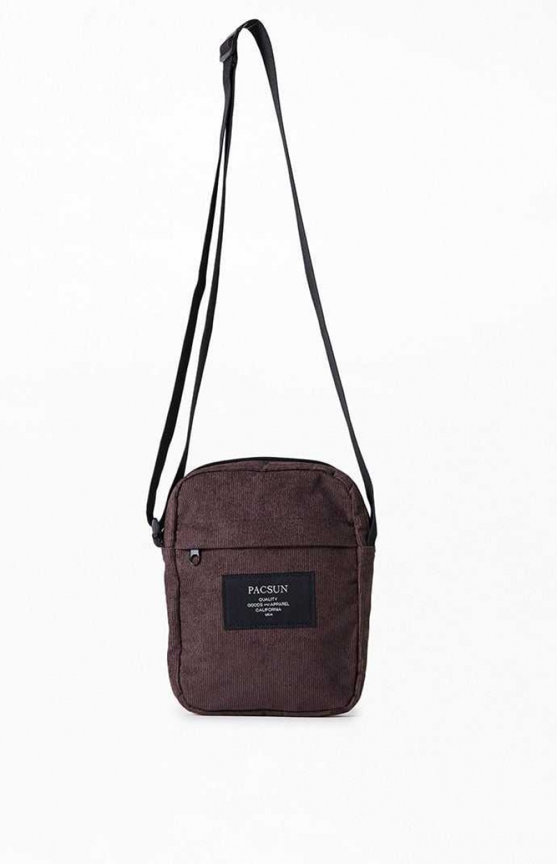 Bolsa Cruzada PacSun Corduroy Hombre Marrones | EHQDU3742