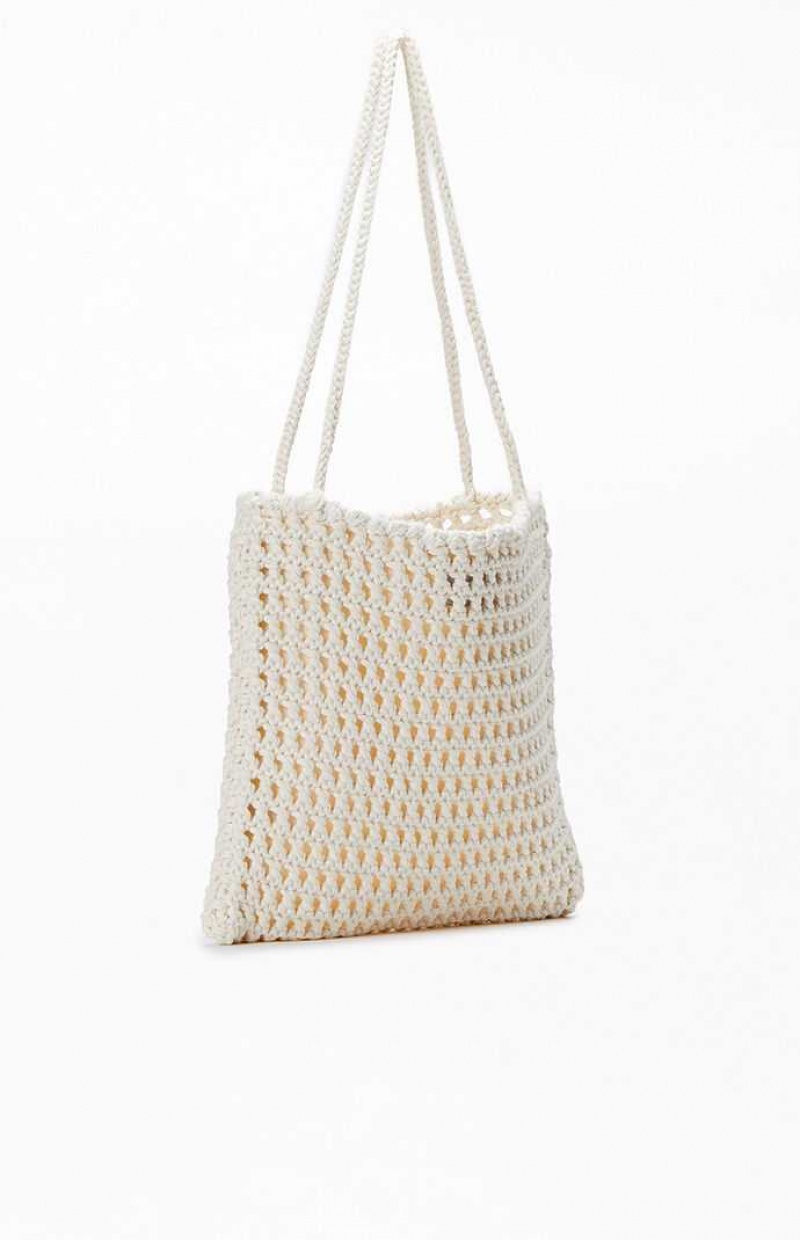 Bolsa PacSun Crochet Shoulder Mujer Creme | KUISG1853