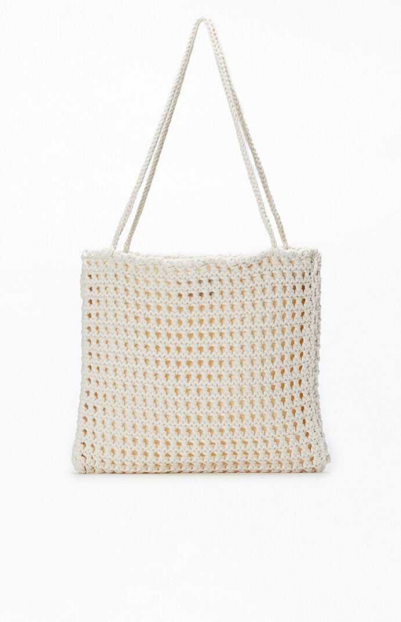 Bolsa PacSun Crochet Shoulder Mujer Creme | KUISG1853