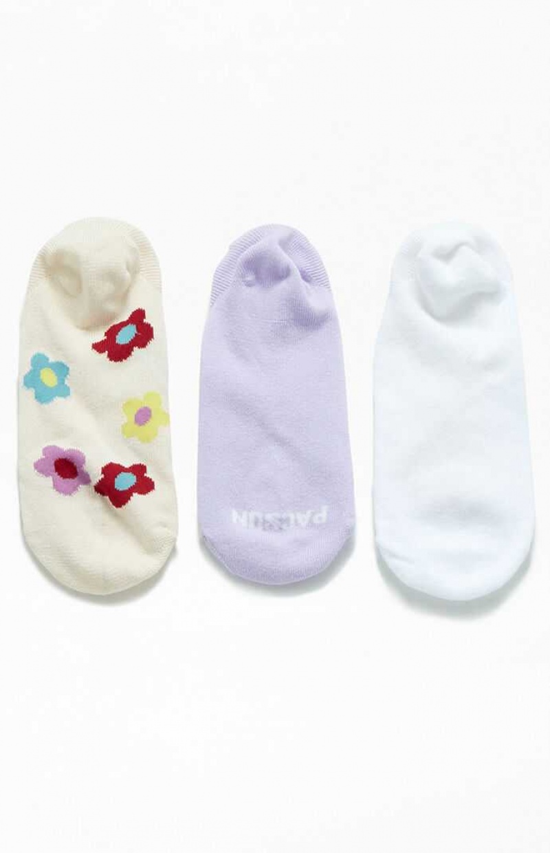 Calcetines PacSun 3 Pack Smiley Daisy No-Show Mujer Multicolor | LOHSX4135