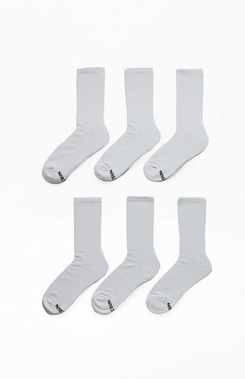 Calcetines PacSun 6 Pack Basic Crew Hombre Blancas | VEGZJ9702