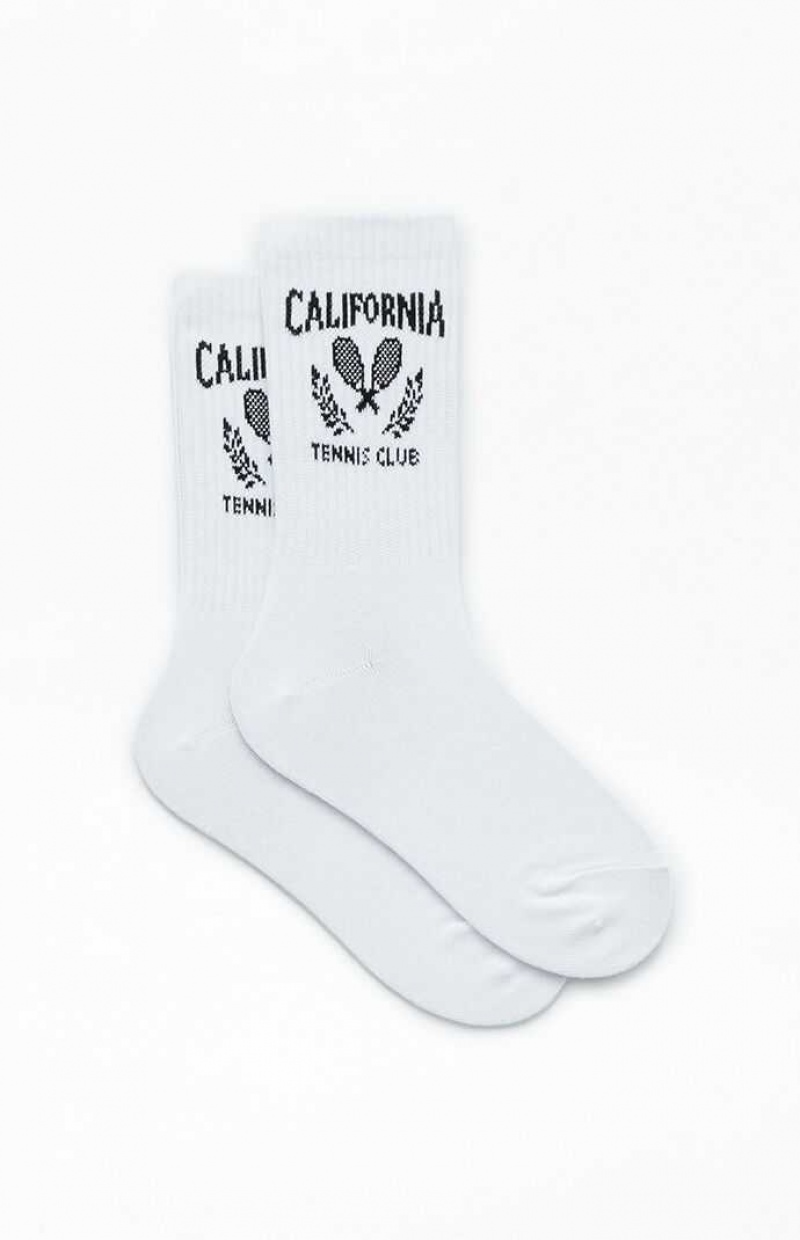 Calcetines PacSun California Tenis Club Crew Mujer Blancas Negras | GOTJQ8209