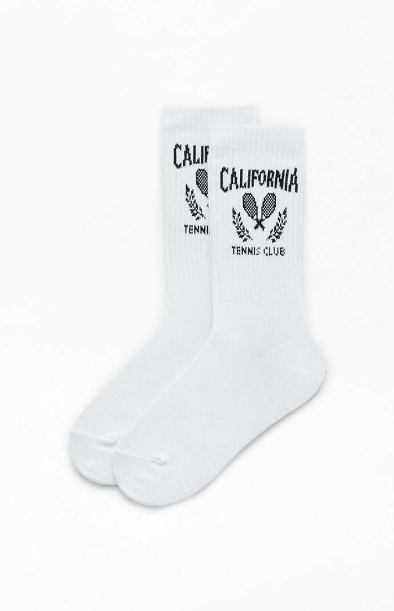 Calcetines PacSun California Tenis Club Crew Mujer Blancas Negras | GOTJQ8209