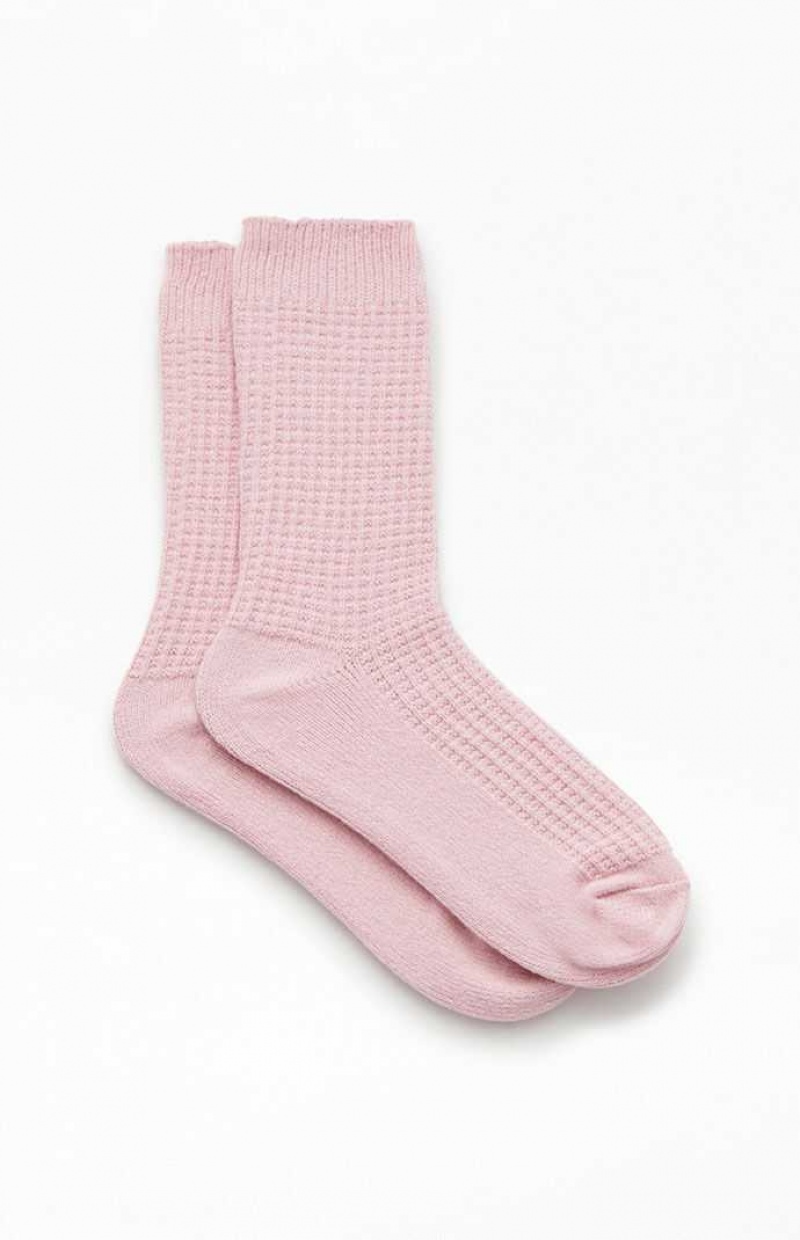 Calcetines PacSun Cozy Waffle Knit Crew Mujer Rosas | WKLXG8403