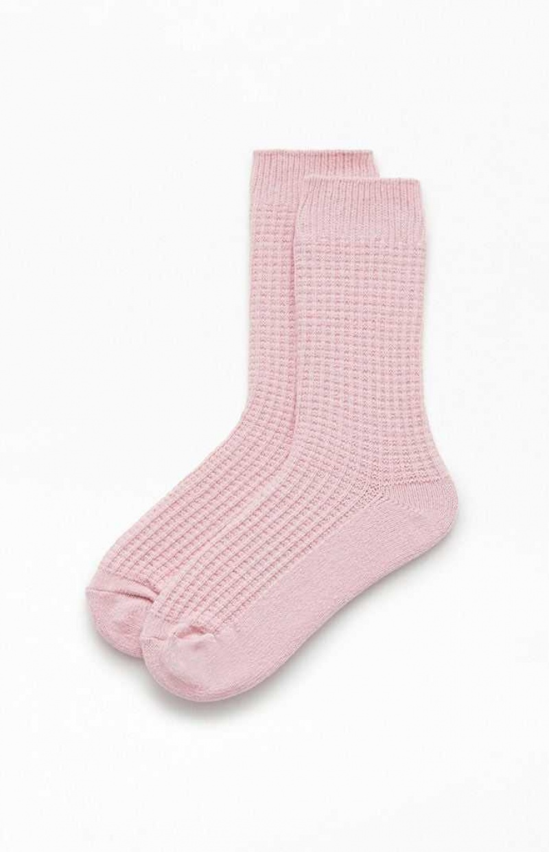 Calcetines PacSun Cozy Waffle Knit Crew Mujer Rosas | WKLXG8403