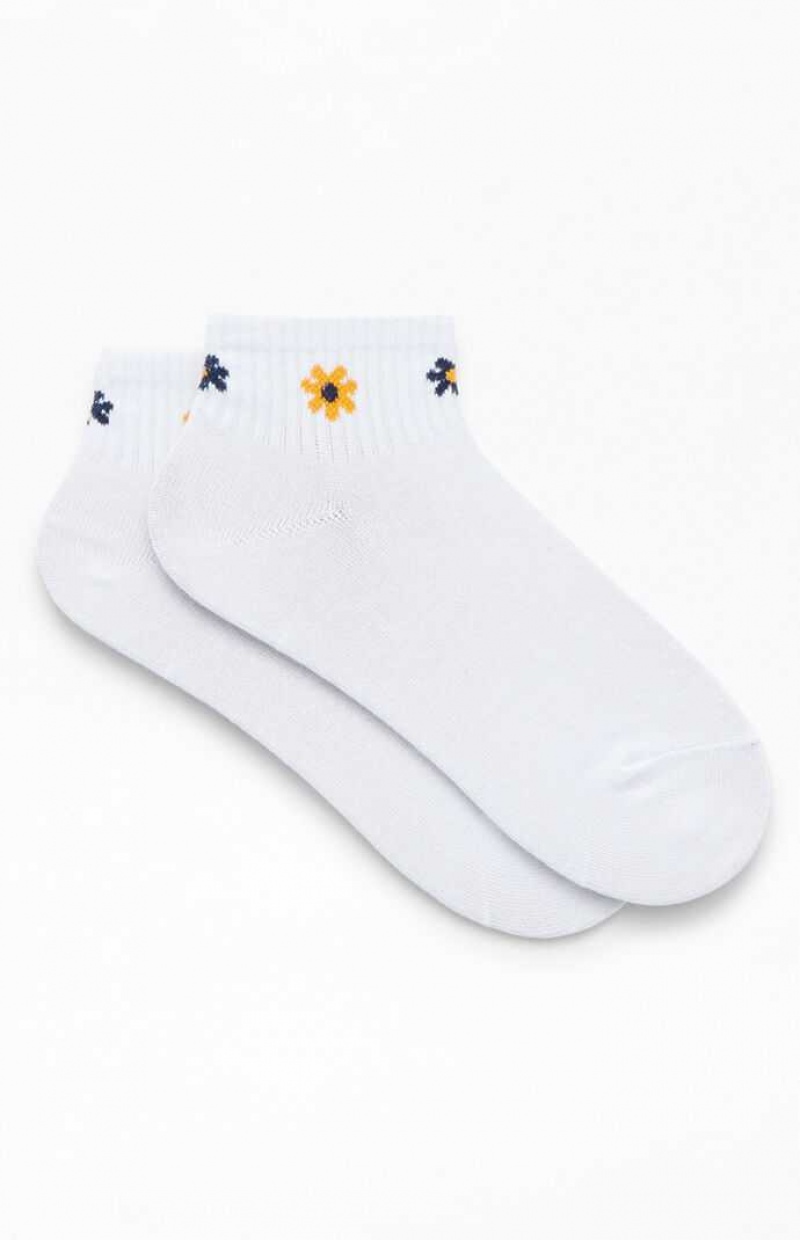 Calcetines PacSun Daisy Acanalado Ankle Mujer Blancas | NZQEX9508