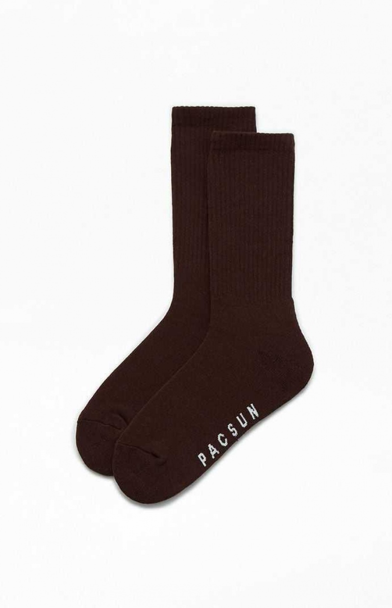 Calcetines PacSun Eco Brown Basic Crew Hombre Marrones | LSUGO8154