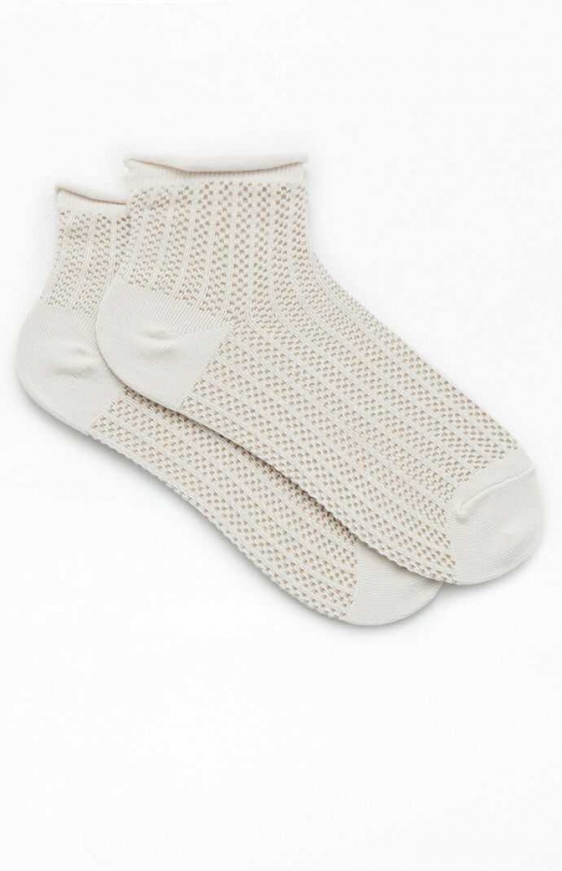 Calcetines PacSun Knit Mesh Ankle Mujer Creme | WIANP0528