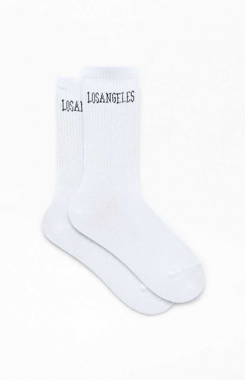 Calcetines PacSun Los Angeles Destination Crew Mujer Marrones Blancas | CGKMR8710