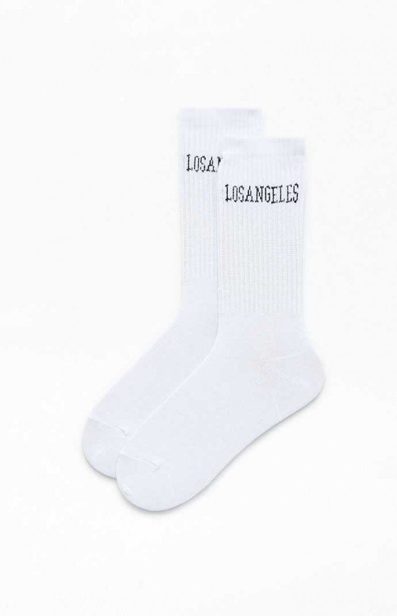 Calcetines PacSun Los Angeles Destination Crew Mujer Marrones Blancas | CGKMR8710