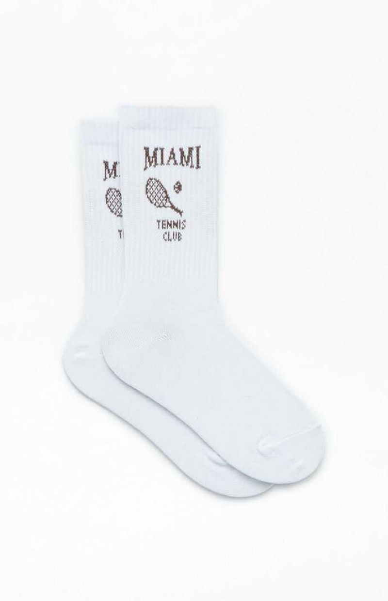 Calcetines PacSun Miami Tenis Club Crew Mujer Blancas | PVWSC5809