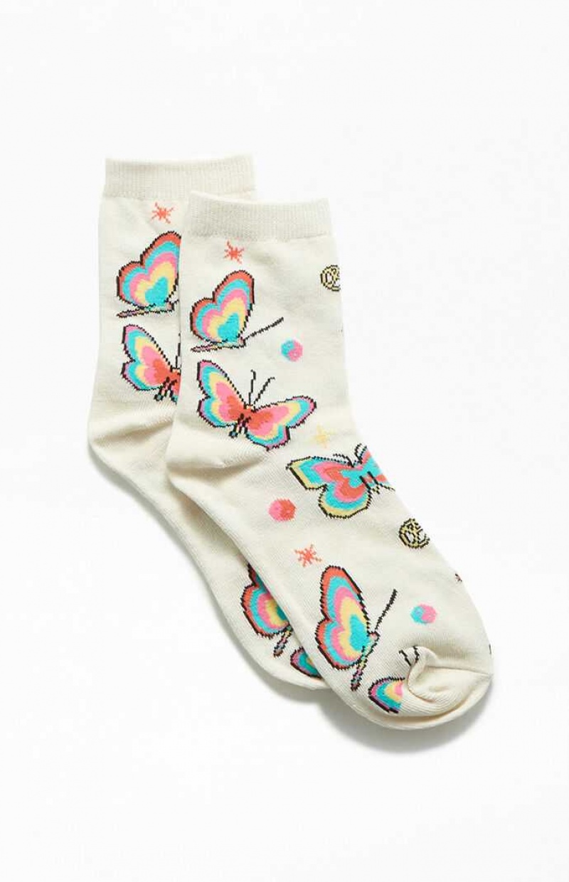 Calcetines PacSun Trippy Butterfly Crew Mujer Multicolor | QRLBA1539