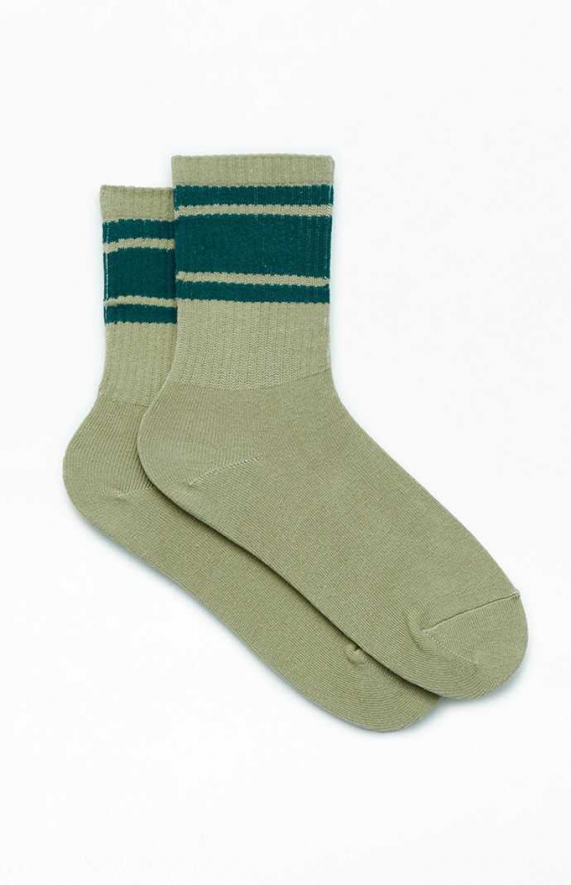 Calcetines PacSun Varsity Stripe Crew Mujer Verde | BVPGE5063