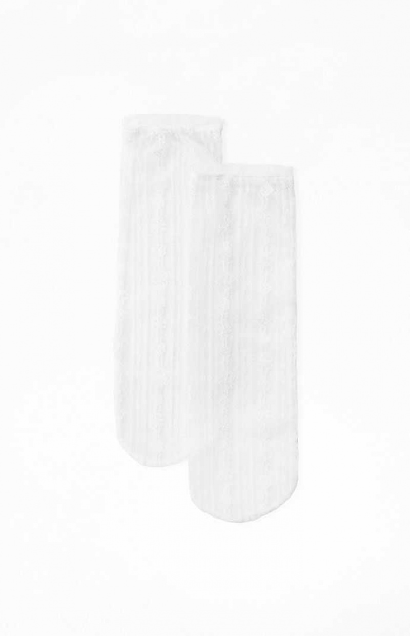 Calcetines PacSun White Encaje Crew Mujer Blancas | LHESJ8239