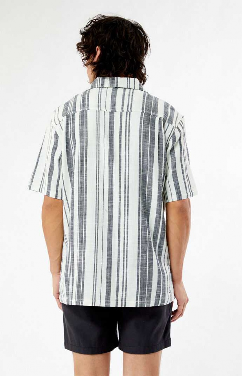 Camisas PacSun Black Woven Camp Hombre Negras Blancas | PVEYD2489