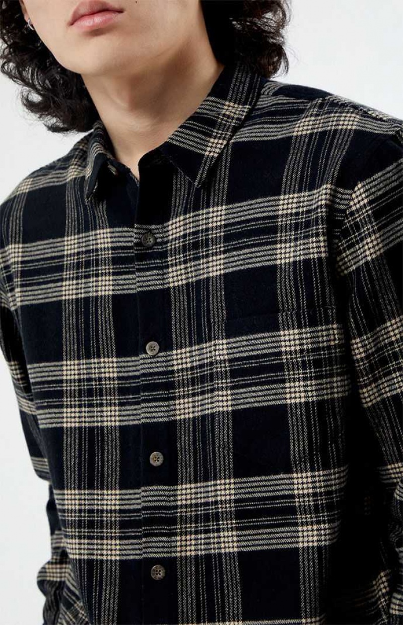 Camisas PacSun Black & Tan Classic Plaid Hombre Negras Marrones | ZIHFM3017