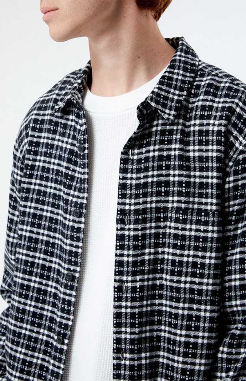 Camisas PacSun Black & White Classic Plaid Hombre Negras Blancas | HMGRL6170