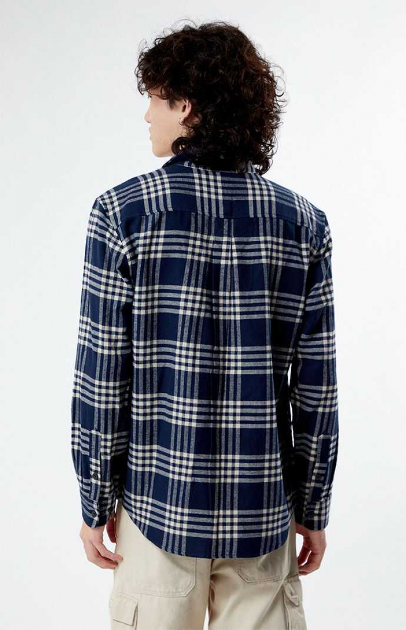 Camisas PacSun Blue Plaid Classic Hombre Azules | JOHVQ2784