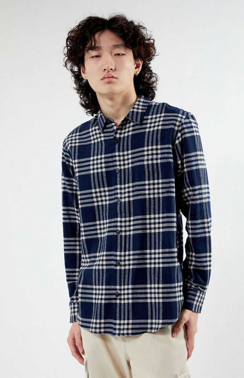 Camisas PacSun Blue Plaid Classic Hombre Azules | JOHVQ2784