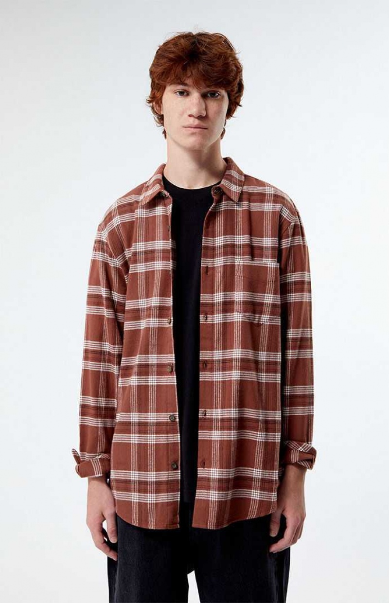 Camisas PacSun Brown Classic Plaid Hombre Marrones | JFOLQ0547