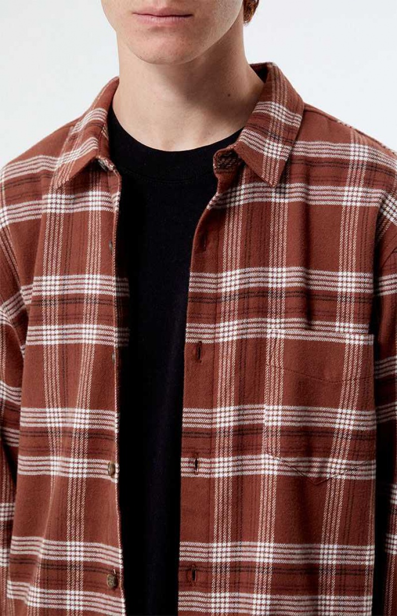 Camisas PacSun Brown Classic Plaid Hombre Marrones | JFOLQ0547