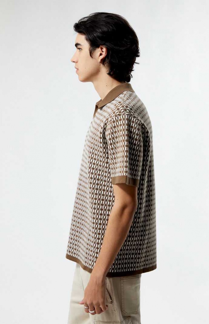 Camisas PacSun Brown Open Polo Hombre Marrones | KUAMC8057