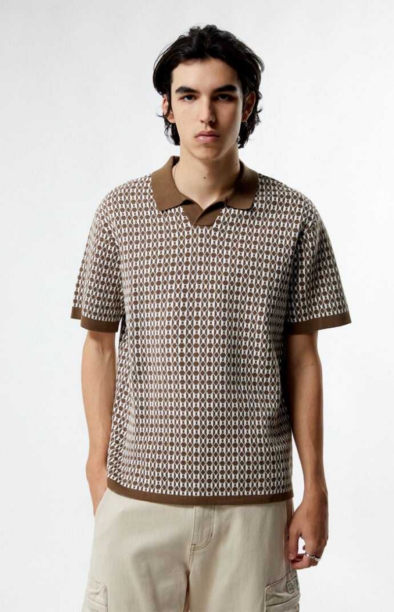 Camisas PacSun Brown Open Polo Hombre Marrones | KUAMC8057