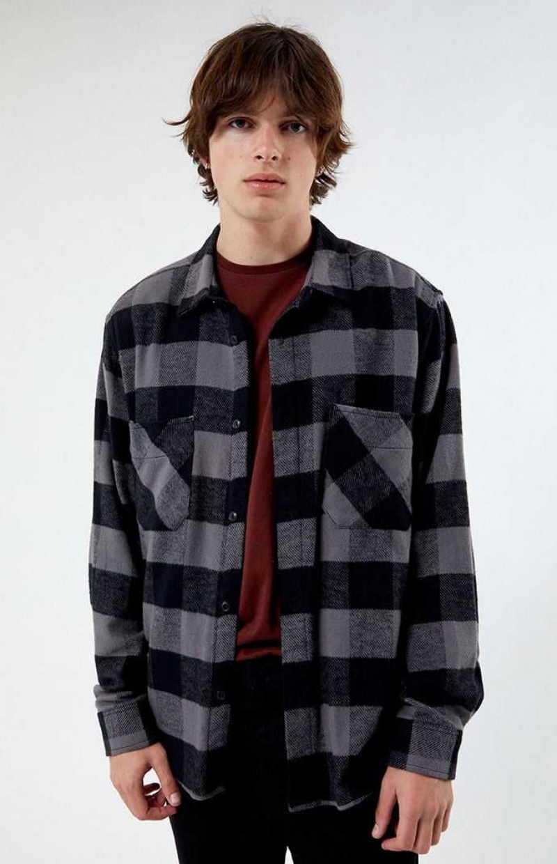 Camisas PacSun Buffalo Plaid Classic Button Down Hombre Negras | LKDGN8503