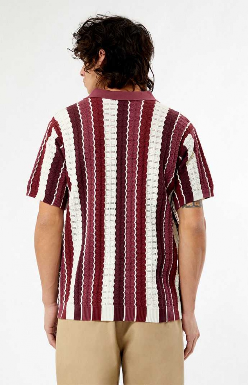 Camisas PacSun Burgundy Button Down Knit Polo Hombre Burdeos | IGCTW1496